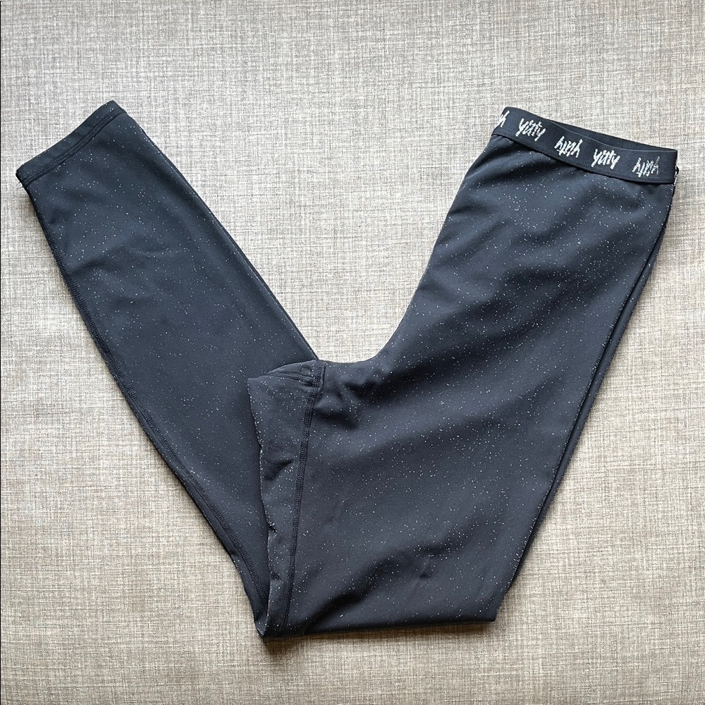 Yitty Black Sparkle Full Length Athletic Leggings Plus Size M